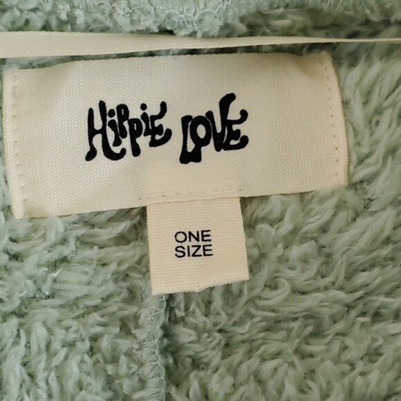 Hippie Love Seaform Teddy Furry Fuzzy Cozy Loungewear Open Cardigan OSFM - Picture 4 of 5